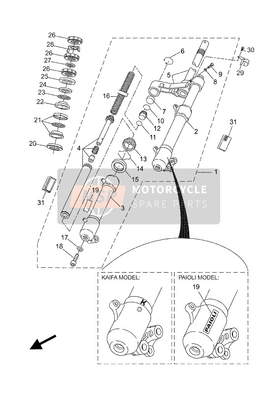 Yamaha YQ50L AEROX 2004 Front Fork for a 2004 Yamaha YQ50L AEROX